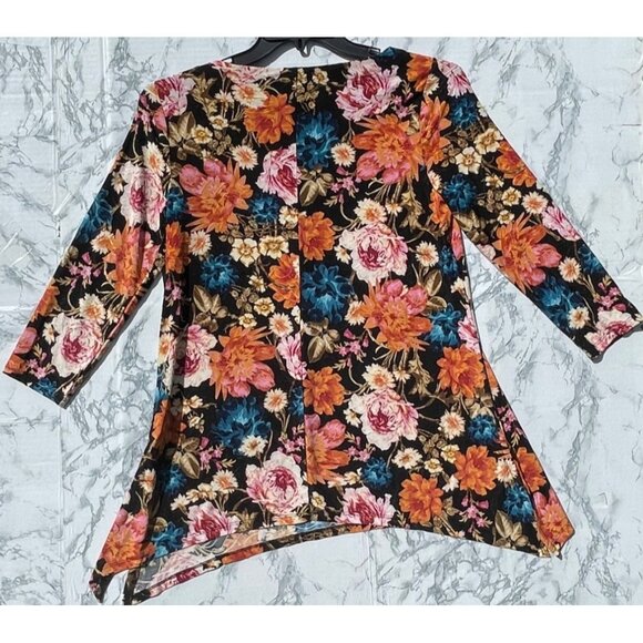 JM Collection Womens Size Small Top Floral Print Jacquard Knit - Picture 2 of 11